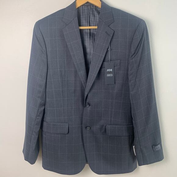 NEW JOE Joseph Abboud Size 38R Men's Windowpane Blazer Jacket Charcoal Gray - Picture 2 of 13
